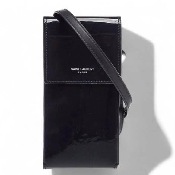 Saint Laurent Patent Leather Phone Pouch | Black unisex - Picture 1 of 6